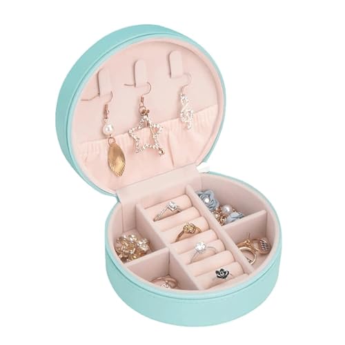 CYYHGD Tragbare Schmuckschatulle, runde Form, Schmucketui, Reise-Schmuck-Organizer, Mädchen, stilvolle und elegante Schmuck-Aufbewahrungsbox (A) von CYYHGD