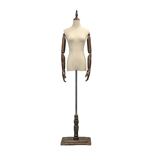 Schaufensterpuppe, weibliche Puppen, Torso, Dummy-Modell, Schaufenster, Körperbüsten, Schneiderpuppe, Kleidung, Schmuckdisplay, höhenverstellbar (Holz S) (Braun S) von CYYHGD