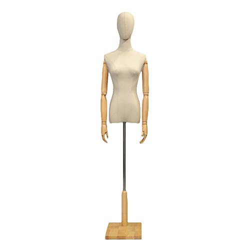 Schaufensterpuppe, weibliche Puppen, Torso, Körperbüsten, Dummy-Modell, Schneiderpuppe, Schaufenster, Kleidung, Schmuckdisplay, höhenverstellbar (Braun S) (Holz M) von CYYHGD