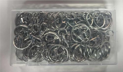 100-teiliges Schlüsselanhänger-Set, Karabinerverschlüsse und Schlüsselring-Reifen mit Kunststoff-Box, 50 Metall-Schlüsselanhänger-Clips und 50 Schlüsselring-Ringe, 28 mm, Schlüsselanhänger-Clip mit von CYZBL