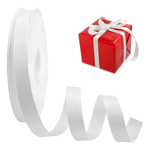 Weißes dekoratives Band, 2 cm x 100 m, Geschenkband, Polyester, dickes doppelseitiges glattes Band, dekoratives Ballonband, weiße einfarbige Stoffbänder, Kuchen, dickes Band für Hochzeiten, besondere von CYZBL