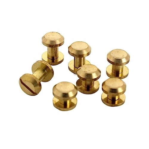 CYZXLLY Niet, 10 Stück Messing-Bindenieten mit konkavem Kopf for Fotoalbum, Lederhandwerk, Nieten, Gürtel, Geldbörse, Verschlüsse(Gold-10mm X 4mm(h)) von CYZXLLY