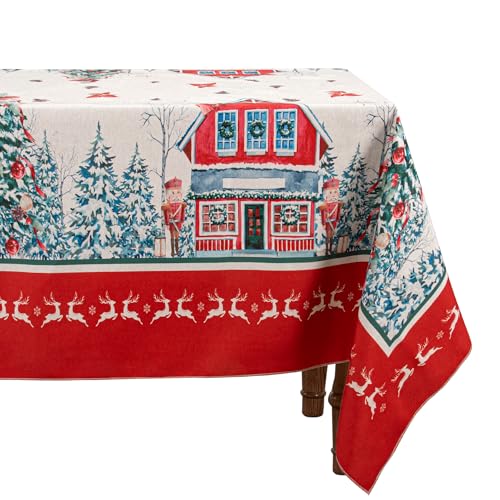 CZL Tischdecke Weihnachten Tischdecke Abwaschbar Weihnachten mit Ahornblatt-Muster Reversible Weihnachts Tischdecke Wasserdicht Weihnachtstischdecke Abwaschbar Rote Tischdecke Stoff - 130 x 180CM von CZL