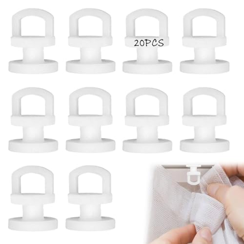 20 Stück Gardinenröllchen für Schiene, Gardinenhaken Gleiter, Curtain Hooks Gliders, Ösengleiter für Gardinenschiene, Gardinengleiter für alle Standardschienen, Vorhang Haken, Duschvorhang Schiene von CZNBZIU