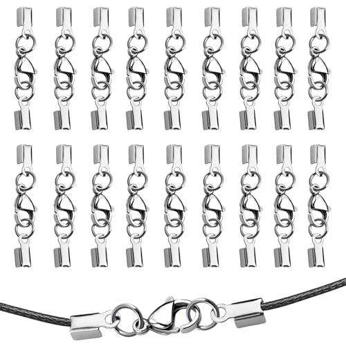 20 Stück Karabiner-Verschluss Kette, Kettenverschluss, Anti-Rost Doppelter Armbänder Verschluss, Abnehmbar Verschluss Schmuckverschlüsse für Lederband Schmuck DIY Ketten von CZlinOduMMX