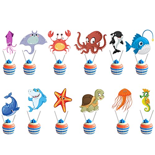 36 Stück Ozean Meer Cupcake Topper Under The Sea Party Dekoration für Babyparty Ozean Thema Geburtstag Party Favors von CZolden