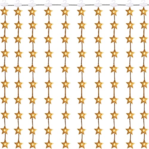 CaCaCook Stern Vorhang Lichterkette, Batteriebetrieben, Feenhafte Weihnachtsbeleuchtung, LED Stern Lichterketten mit Fernbedienung, Lichterketten mit Lichterketten für von CaCaCook