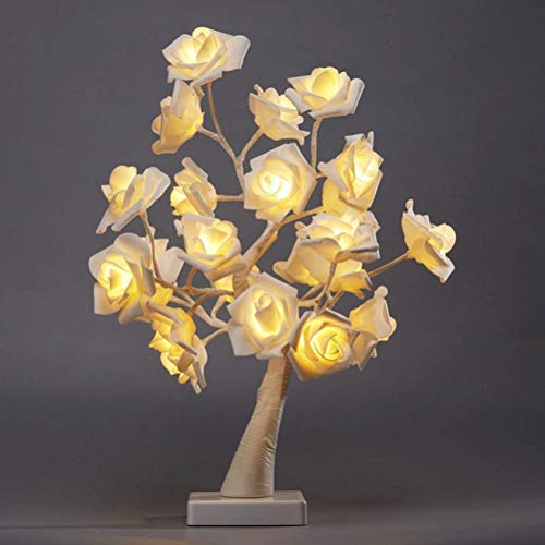 LED Rosen Lichterkette, Rose Flower String Lights, Desktop Rose Bonsai Baum Licht Lampe,Rose Flower Table Night Light,24 LED Baumlampe Batteriebetriebenes dekoratives Licht von CaCaCook