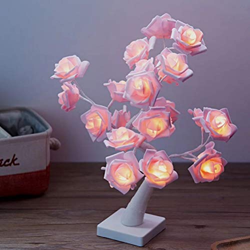 LED Rosen Lichterkette, Rose Flower String Lights, Desktop Rose Bonsai Baum Licht Lampe,Rose Flower Table Night Light,24 LED Baumlampe Batteriebetriebenes dekoratives Licht von CaCaCook