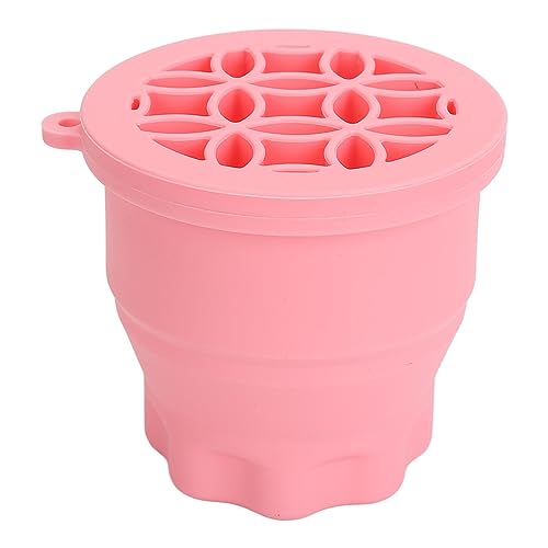 Make-up Pinsel Reiniger Tasse Kosmetik Pinsel Reinigung Pad Trocknen Rack Silikon Scheuer Schüssel Tragbare Wasch Werkzeug (Rosa) von CaCaCook