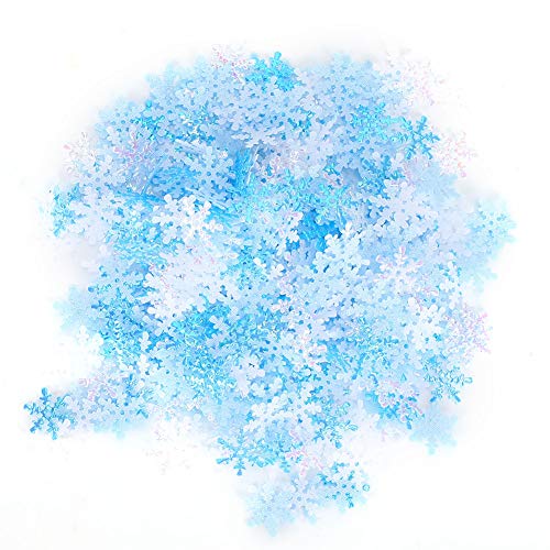 Schneeflocken-Konfetti-Dekorationen, Winter-Konfetti-Schnee-Weihnachtsdekorationen, Weihnachtsvliesstoff, Blau-Weiß-AB-Mischfarbe, 15 Mm von CaCaCook