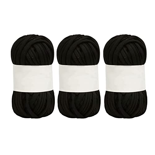 Teppich -Strickgarn, Spaghetti -Garn, Weiche Hellfreundliche, Helle Farbfarbgarne aus Baumwolle, 5pcs Zum Häkeln, Stricken von DIY (Schwarz) von CaCaCook