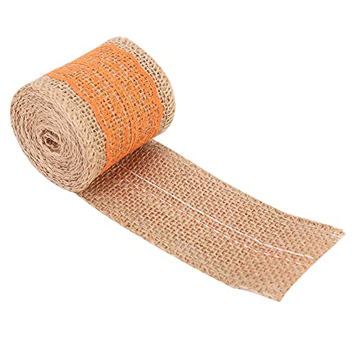 Weihnachts-Leinen-Spitzenrollen-Dekorationen, 5 Rollen Wunderschöne Leinen-Spitzenrollen-Spitzenband, Weihnachts-DIY-Bastelzubehör (Orange) von CaCaCook