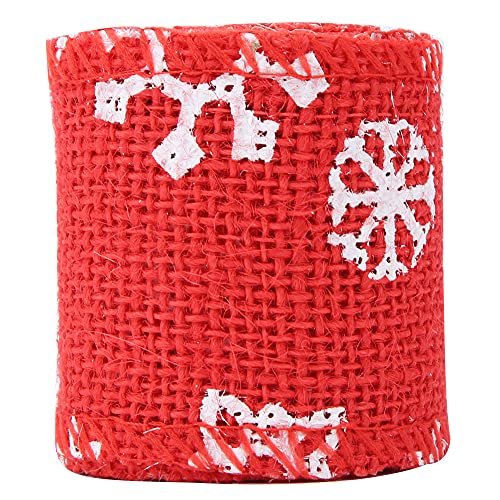 Weihnachtsdekorationsband, DIY-Handwerk, Sackleinenband, Weihnachtsband, Geschenkband für Weihnachtshandwerk, Party-Dekoration (5 cm große rote Schneeflocke) von CaCaCook