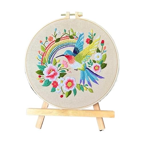 CaFfen Sticken Set Birds Flowers Embroidery Kit for Adults Beginners Stamped Cross Stitch Kits with Birds Pattern Stamped Embroidery Cloth Embroidery Kit(C1,Without Hoop) von CaFfen