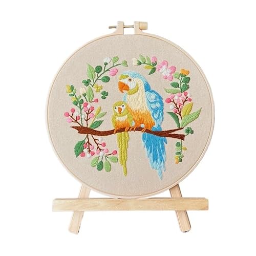 CaFfen Sticken Set Birds Flowers Embroidery Kit for Adults Beginners Stamped Cross Stitch Kits with Birds Pattern Stamped Embroidery Cloth Embroidery Kit(C3,with 20cm Hoop) von CaFfen