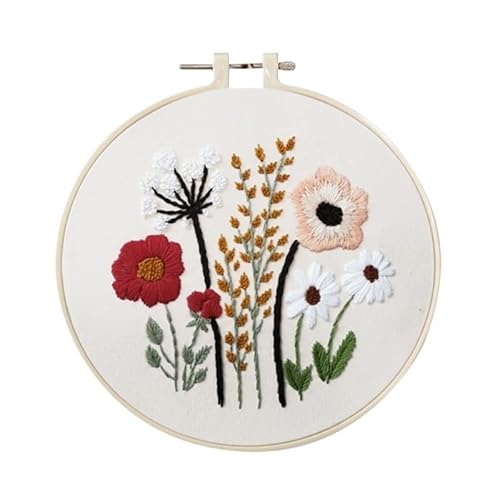 CaFfen Sticken Set Embroidery Starter Kit with Pattern and Instructions Cross Stitch Set Flowers Plant Stamped Embroidery Kits with Hoops Embroidery Kit(A1) von CaFfen