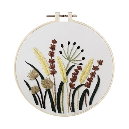 CaFfen Sticken Set Embroidery Starter Kit with Pattern and Instructions Cross Stitch Set Flowers Plant Stamped Embroidery Kits with Hoops Embroidery Kit(A4) von CaFfen