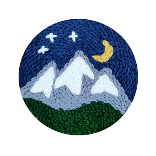 CaFfen Sticken Set Moon Night Punch Needle Embroidery Kit for Beginners Soft Yarn Starry Sky Needlework Wall Painting Home Decor Embroidery Kit(1,Gift Package) von CaFfen