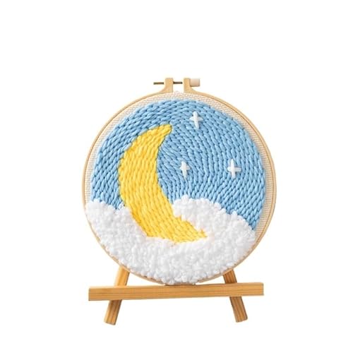 CaFfen Sticken Set Moon Night Punch Needle Embroidery Kit for Beginners Soft Yarn Starry Sky Needlework Wall Painting Home Decor Embroidery Kit(14,Set A) von CaFfen