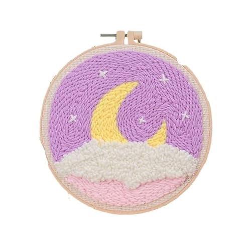 CaFfen Sticken Set Moon Night Punch Needle Embroidery Kit for Beginners Soft Yarn Starry Sky Needlework Wall Painting Home Decor Embroidery Kit(17,Gift Package) von CaFfen