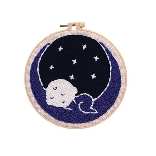 CaFfen Sticken Set Moon Night Punch Needle Embroidery Kit for Beginners Soft Yarn Starry Sky Needlework Wall Painting Home Decor Embroidery Kit(2,Gift Package) von CaFfen