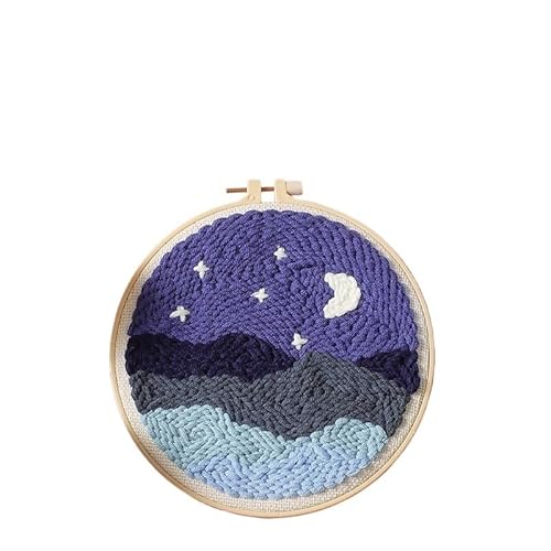 CaFfen Sticken Set Moon Night Punch Needle Embroidery Kit for Beginners Soft Yarn Starry Sky Needlework Wall Painting Home Decor Embroidery Kit(5,Gift Package) von CaFfen