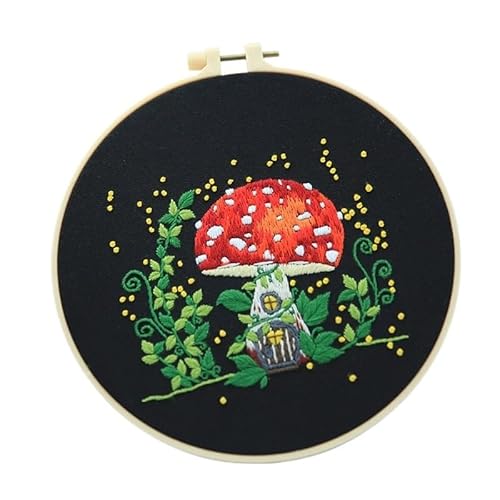 CaFfen Sticken Set Mushroom Embroidery Kits for Beginners with Pattern and Instructions, DIY Mushroom Cross Stitch Adult Starter Hand Needlepoint Embroidery Kit(C3,Without Hoop) von CaFfen