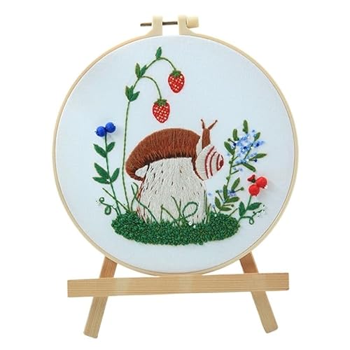 CaFfen Sticken Set Mushroom Embroidery Kits for Beginners with Pattern and Instructions, DIY Mushroom Cross Stitch Adult Starter Hand Needlepoint Embroidery Kit(C8,Without Hoop) von CaFfen