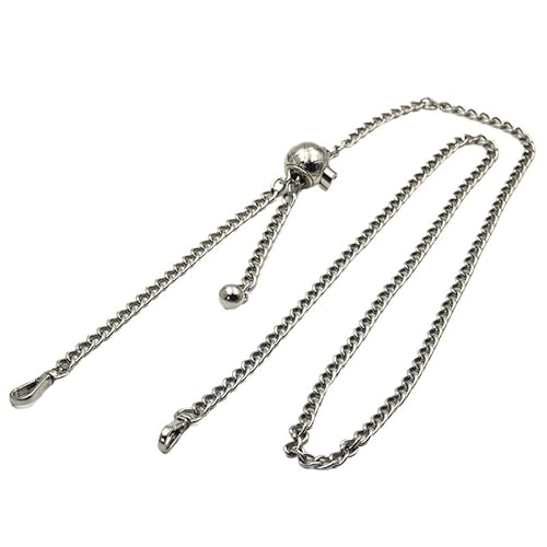 CaFfen Taschenkette 130 cm verstellbare Taschenkette mit goldenen Perlen und Kugeln, Zubehör for Handtaschen, Umhängetasche mit Taschenkette, Metall-Schultergurt Kette FüR Tasche(Silver) von CaFfen