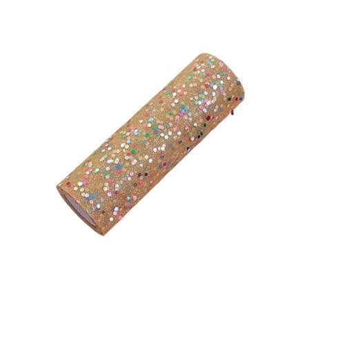 CaFfen TüLl Bunte Glitter Pailletten Tüll Rolle 10 Yards 15cm Hochzeit Deco DIY Handwerk Geburtstag Party Supplies TüLl Meterware(Golden) von CaFfen