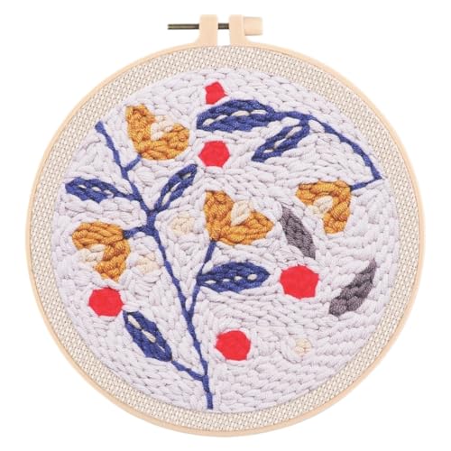 Sticken Set Leaf Punch Needle Starter Kits Soft Yarn Punch Needle Embroidery Kit Easy Embroidery Set Home Decor DIY Craft Kits for Adults Embroidery Kit(20,Gift Package) von CaFfen