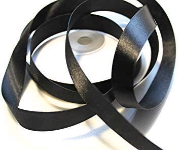 CaPiSo® 25m Satinband 10mm Beidseitig Glänzend Geschenkband Dekoband Schleifenband Dekoration Trauerband (Schwarz, 25m) von CaPiSo