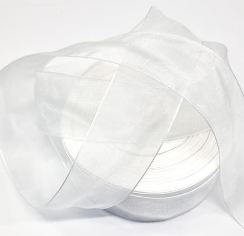 CaPiSo 45m Organza 40mm Breite 4cm Organzaband Schleifenband Geschenkband Organza Hochzeit Weihnachten (Creme-Beige) von CaPiSo