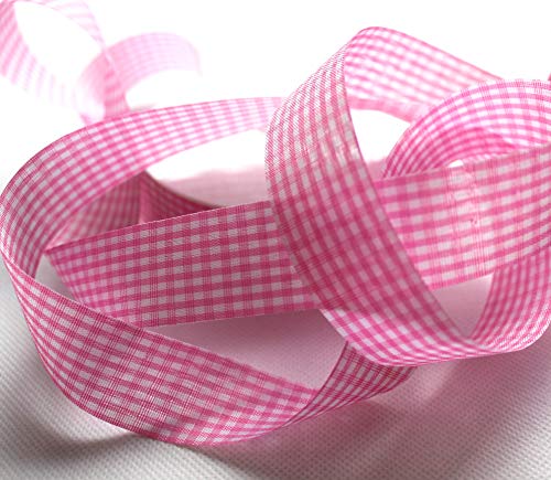 CaPiSo® Karoband Vichy Geschenkband Landhaus Schleifenband Vichykaro Dekoband (Rosa, 25m 40mm) von CaPiSo