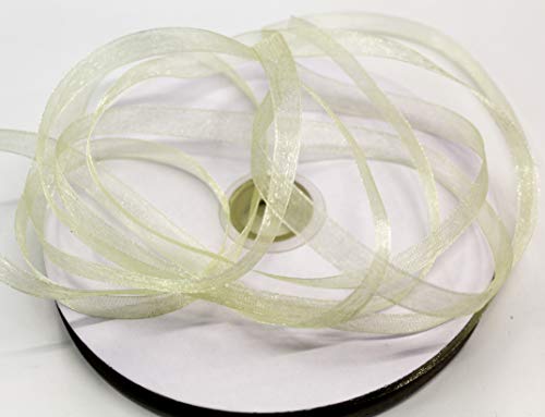 CaPiSo 10mm Organzaband Schleifenband Geschenkband Chiffonband Organza (Creme, 100m) von CaPiSo