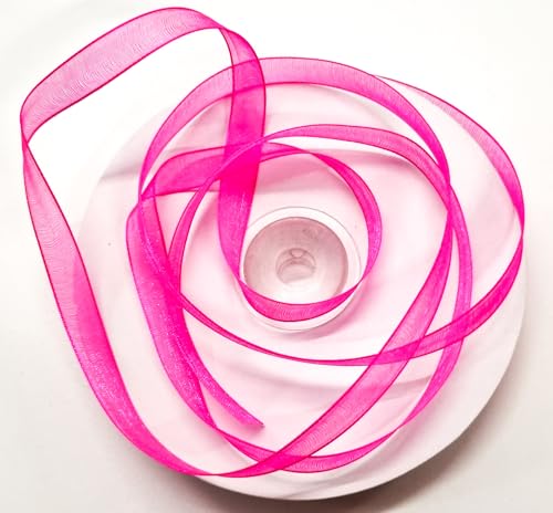 CaPiSo 10mm Organzaband Schleifenband Geschenkband Chiffonband Organza (Neonpink, 50m) von CaPiSo