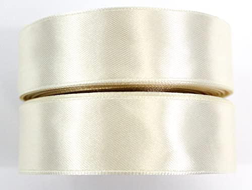 CaPiSo 2 Rollen je 22m Satinband 25mm Geschenkband Dekoband Hochzeit Weihnachten (Creme-Creme) von CaPiSo