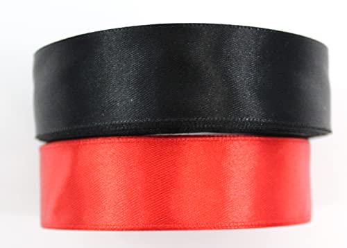 CaPiSo 2 Rollen je 22m Satinband 25mm Geschenkband Dekoband Hochzeit Weihnachten (Rot-Schwarz) von CaPiSo