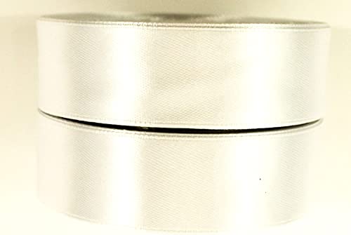 CaPiSo 2 Rollen je 22m Satinband 25mm Geschenkband Dekoband Hochzeit Weihnachten (Weiss-Weiss) von CaPiSo