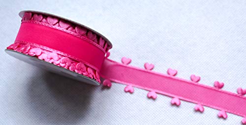 CaPiSo 20mm Organza mit Herz Geschenkband Schleife Herzen Dekoband Herzband Organzaband Hochzeit Weihnachten Geschenkschleife (Fuchsia, 10m) von CaPiSo