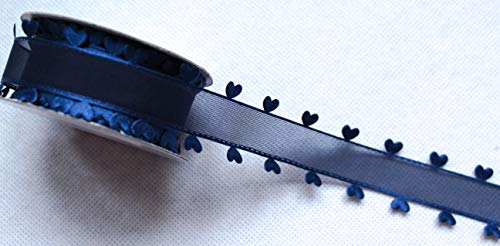 CaPiSo 20mm Organza mit Herz Geschenkband Schleife Herzen Dekoband Herzband Organzaband Hochzeit Weihnachten Geschenkschleife (Nachtblau, 10m) von CaPiSo