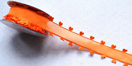 CaPiSo 20mm Organza mit Herz Geschenkband Schleife Herzen Dekoband Herzband Organzaband Hochzeit Weihnachten Geschenkschleife (Orange, 10m) von CaPiSo