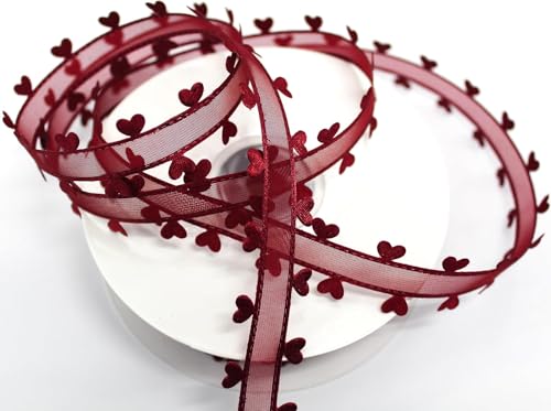 CaPiSo 20mm Organza mit Herz Geschenkband Schleife Herzen Dekoband Herzband Organzaband Hochzeit Weihnachten Geschenkschleife von CaPiSo