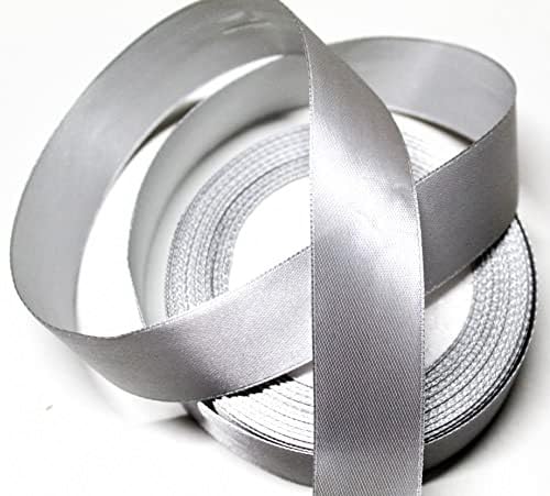 CaPiSo 22m Satinband 25mm Breite 2,5cm Schleifenband Geschenkband Dekoband Weihnachten Hochzeit (Helles Silber, 22m) von CaPiSo