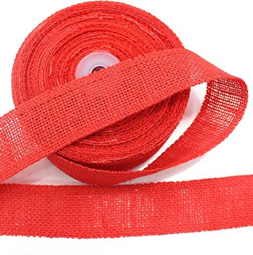 CaPiSo 25m Juteband 6cm breit Jute Wickelstreifen Jutegewebe Dekojute Frostschutz Geweberolle Jutestoff Burlap Tischband Geschenkband Schleifenband Weihnachten (Rot, 25m) von CaPiSo