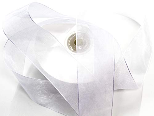 CaPiSo Organza -Schleifenband in 4 cm Breite 40mm mit Webkante Geschenkband Organzaband Dekorationsband Dekoband Chiffon Hochzeit (Weiss, 25m) von CaPiSo