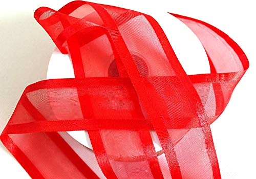 CaPiSo 25m Organza -Schleifenband in 4 cm Breite 40mm mit Webkante Geschenkband Organzaband Dekorationsband Dekoband Hochzeit Satinkante Rot von CaPiSo