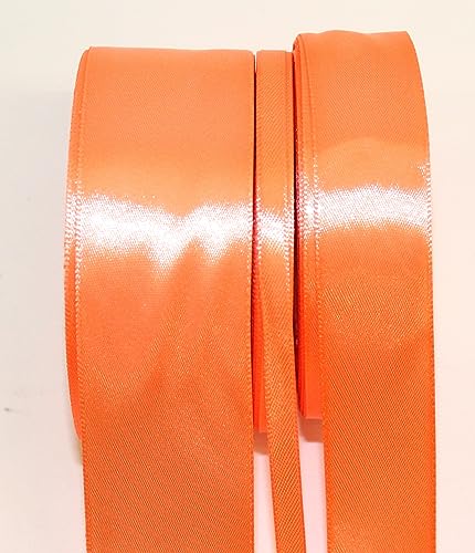 CaPiSo 3er Set Stoffband Satin-Schleifenband 6mm+25mm+40mm Geschenkband Dekoband Leuchtendes Apricot von CaPiSo