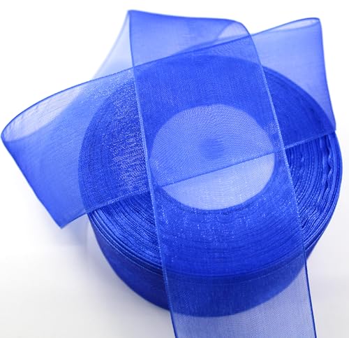 CaPiSo 45m Organza 40mm Breite 4cm Organzaband Schleifenband Geschenkband Organza Hochzeit Weihnachten (Marineblau) von CaPiSo